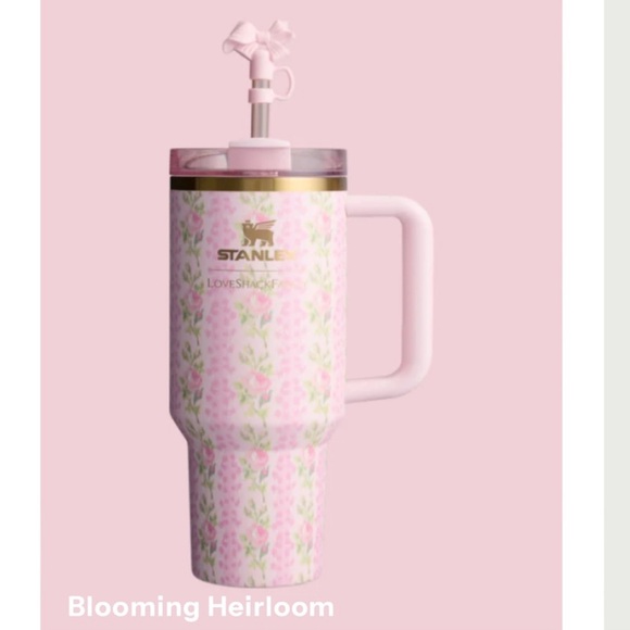 Stanley x LoveShackFancy 40 OZ Quencher Wayer Bottle in Blooming Heirloom Pink - Picture 3 of 6